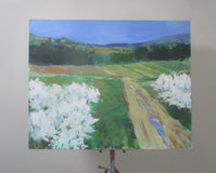 Original art for sale at UGallery.com | Orchard in Bloom by Janet Dyer | $1,625 | acrylic painting | 24' h x 30' w | thumbnail 3
