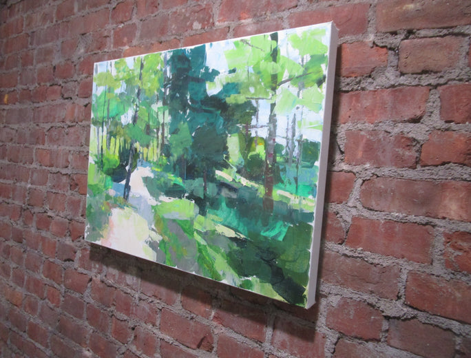 Path in Nature Preserve by Janet Dyer |  Side View of Artwork 