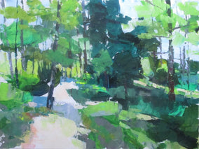 Original art for sale at UGallery.com | Path in Nature Preserve by Janet Dyer | $975 | acrylic painting | 18' h x 24' w