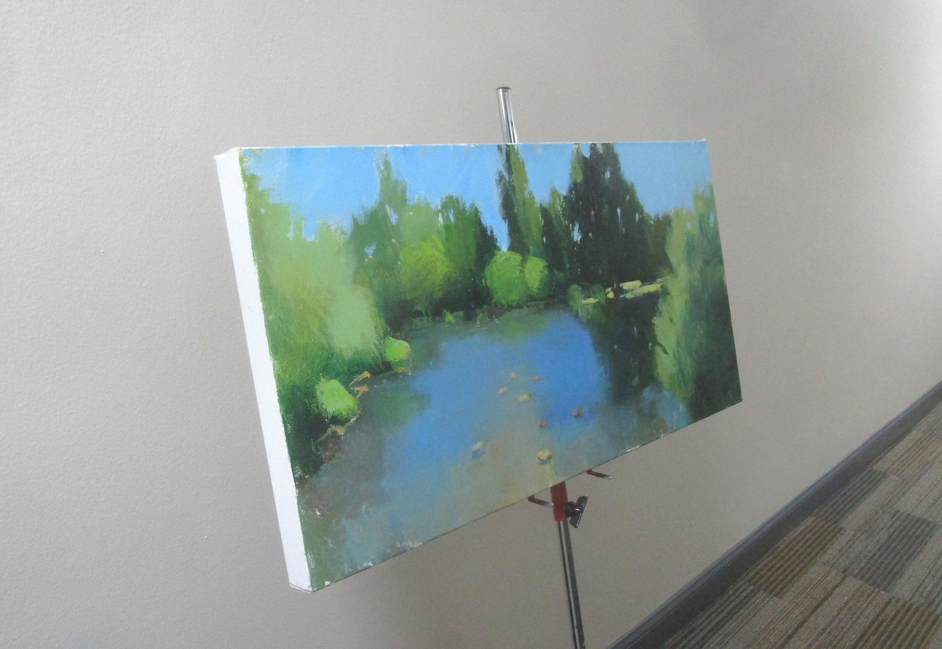 Pond, France by Janet Dyer |  Side View of Artwork 