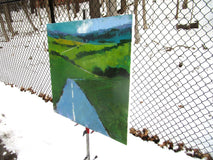 Original art for sale at UGallery.com | Road Through Green Fields, England by Janet Dyer | $950 | acrylic painting | 20' h x 20' w | thumbnail 2