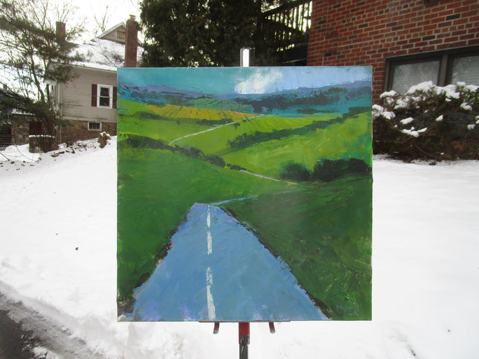 Road Through Green Fields, England by Janet Dyer |  Context View of Artwork 