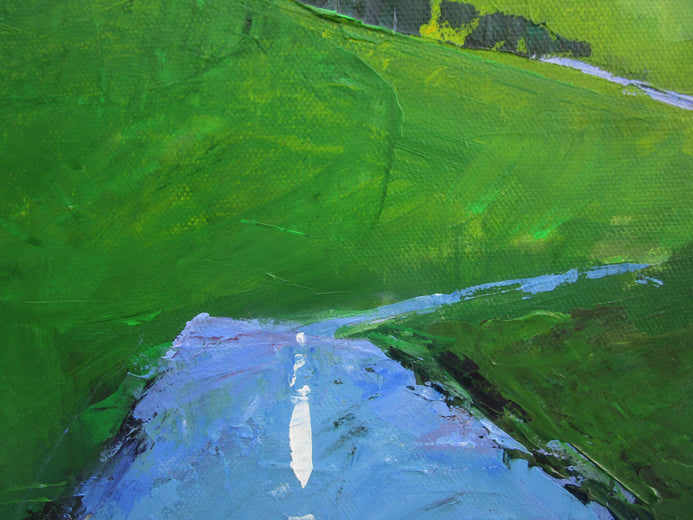 Road Through Green Fields, England by Janet Dyer |   Closeup View of Artwork 