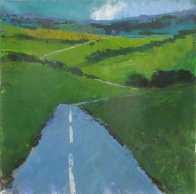 Original art for sale at UGallery.com | Road Through Green Fields, England by Janet Dyer | $950 | acrylic painting | 20' h x 20' w
