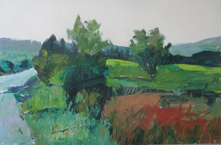 acrylic painting by Janet Dyer titled Roadside, Les Baux