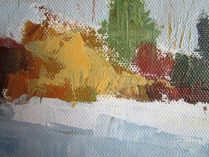 Snow on Crescent Ave. by Janet Dyer |   Closeup View of Artwork 