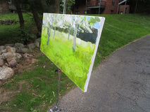 Original art for sale at UGallery.com | Spring Trees in the Grass by Janet Dyer | $675 | acrylic painting | 12' h x 24' w | thumbnail 2