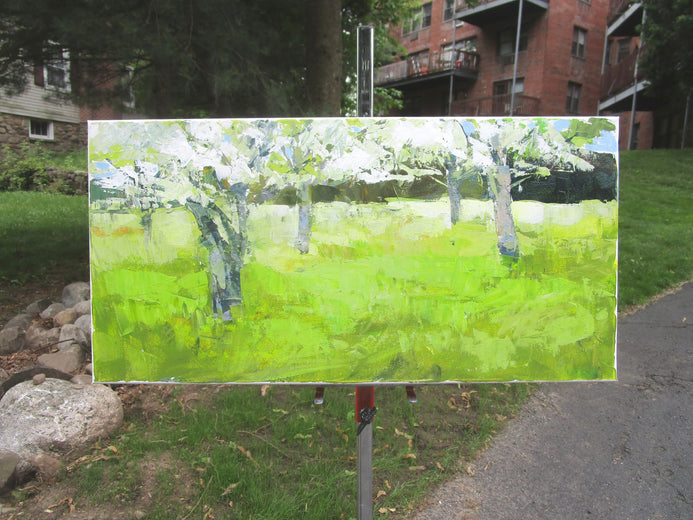 Spring Trees in the Grass by Janet Dyer |  Context View of Artwork 