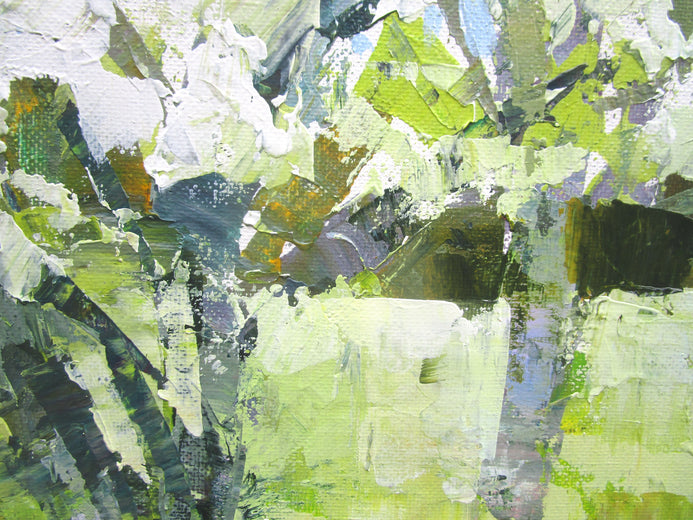 Spring Trees in the Grass by Janet Dyer |   Closeup View of Artwork 