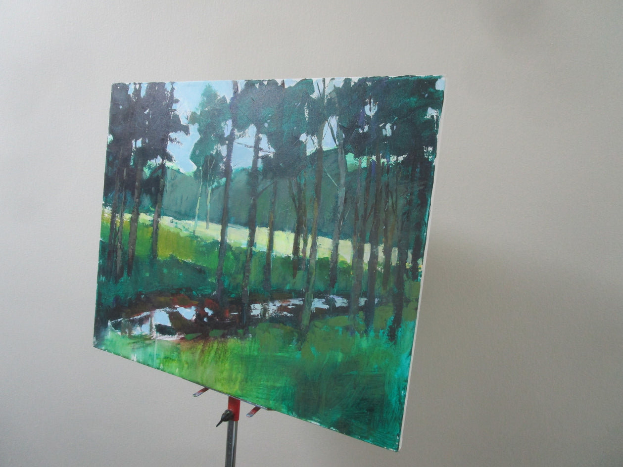 Stream in the Woods by Janet Dyer |  Side View of Artwork 