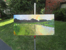 Original art for sale at UGallery.com | Sun on the Marsh by Janet Dyer | $700 | acrylic painting | 12' h x 24' w | thumbnail 3