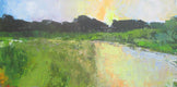 Original art for sale at UGallery.com | Sun on the Marsh by Janet Dyer | $700 | acrylic painting | 12' h x 24' w | thumbnail 1