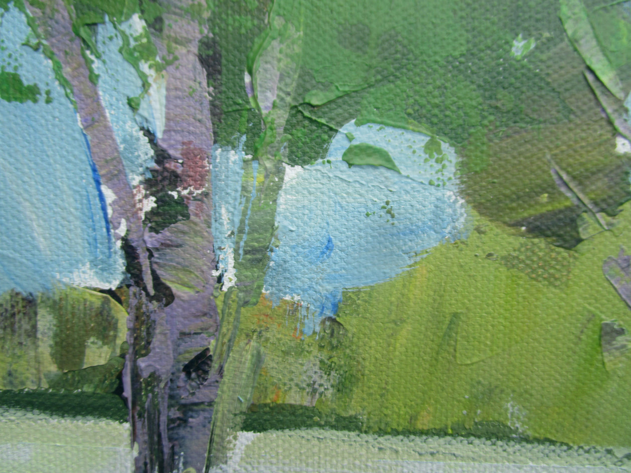 Tree Row by Field by Janet Dyer |  Closeup View of Artwork 