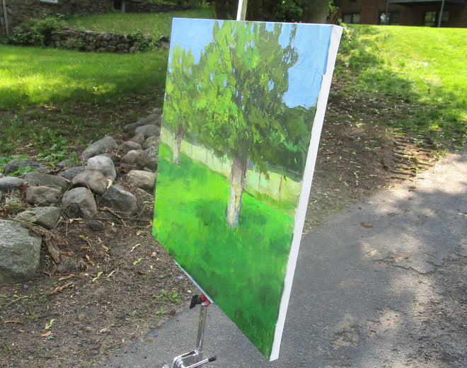 Trees in Sunlight by Janet Dyer |  Side View of Artwork 