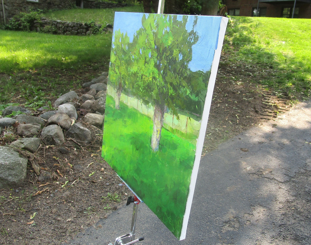 Trees in Sunlight by Janet Dyer |  Side View of Artwork 