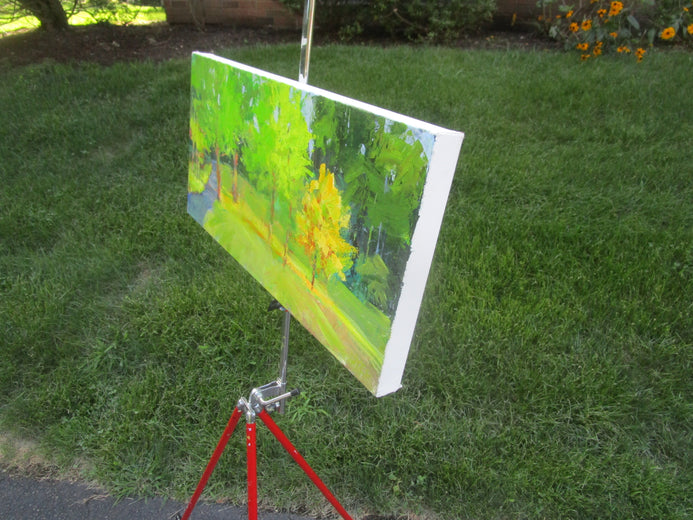 Trees in the Park by Janet Dyer |  Side View of Artwork 