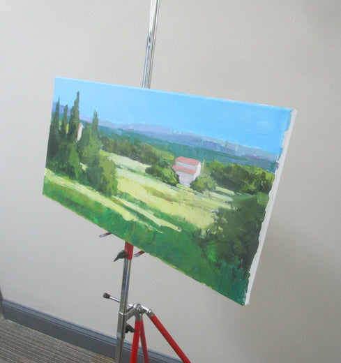 View Toward Mountains, Provence by Janet Dyer |  Side View of Artwork 