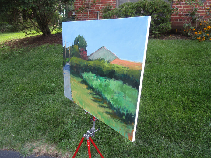 Vineyard by the House by Janet Dyer |  Side View of Artwork 