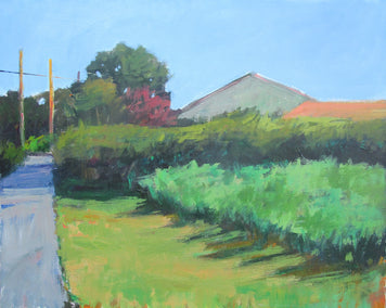 acrylic painting by Janet Dyer titled Vineyard by the House