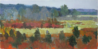 Original art for sale at UGallery.com | Warwick Field by Janet Dyer | $700 | acrylic painting | 12' h x 24' w | thumbnail 1