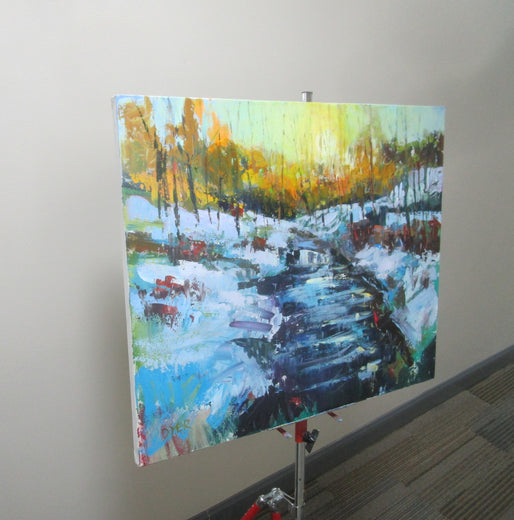 Winter Brook by Janet Dyer |  Side View of Artwork 