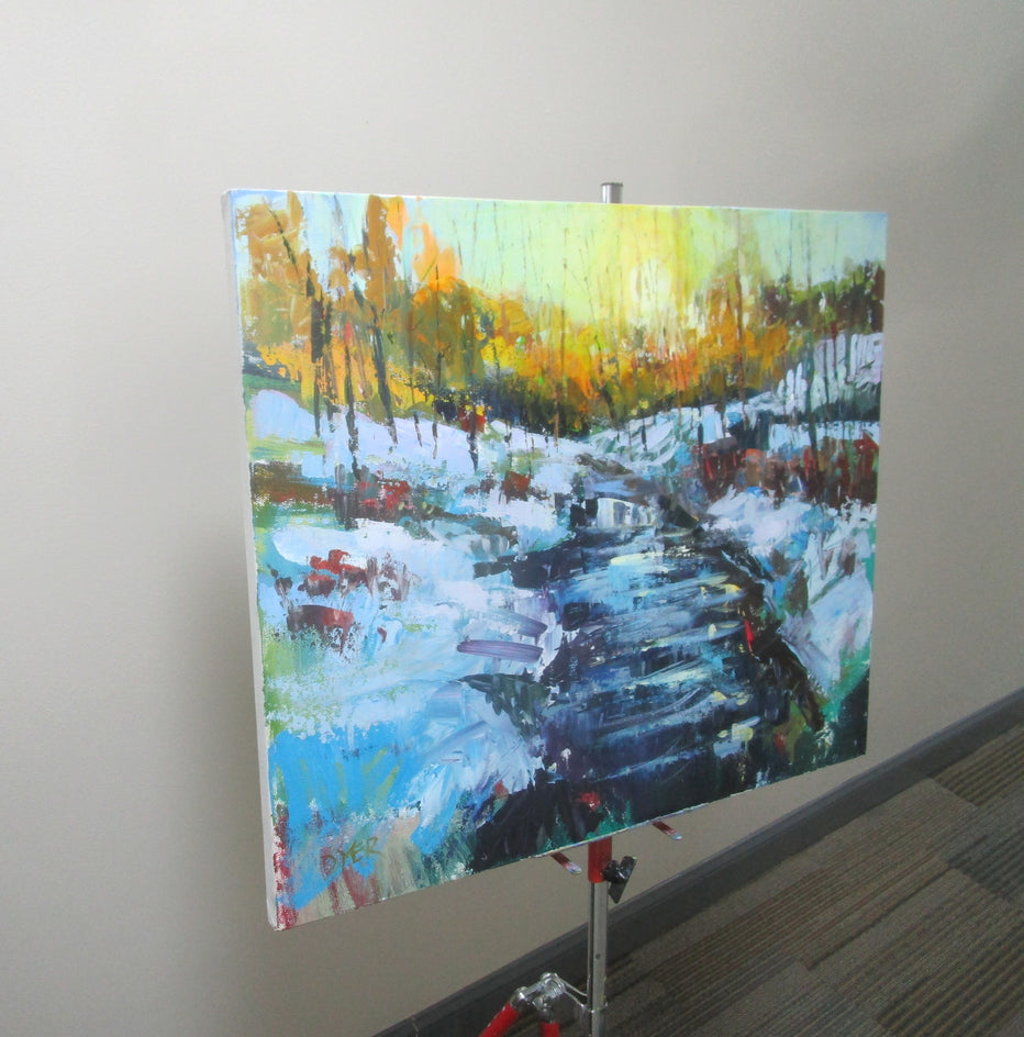 Winter Brook by Janet Dyer |  Side View of Artwork 