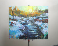 Original art for sale at UGallery.com | Winter Brook by Janet Dyer | $1,125 | acrylic painting | 20' h x 24' w | thumbnail 3