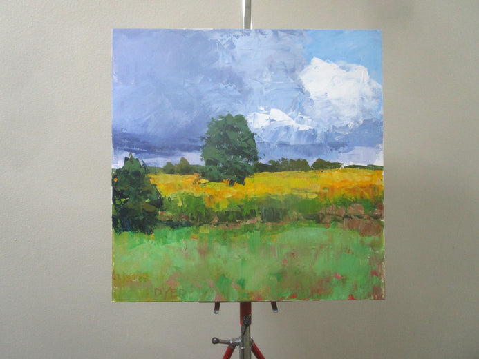 Yellow Field with Clouds by Janet Dyer |  Context View of Artwork 