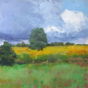 Original art for sale at UGallery.com | Yellow Field with Clouds by Janet Dyer | $975 | acrylic painting | 20' h x 20' w