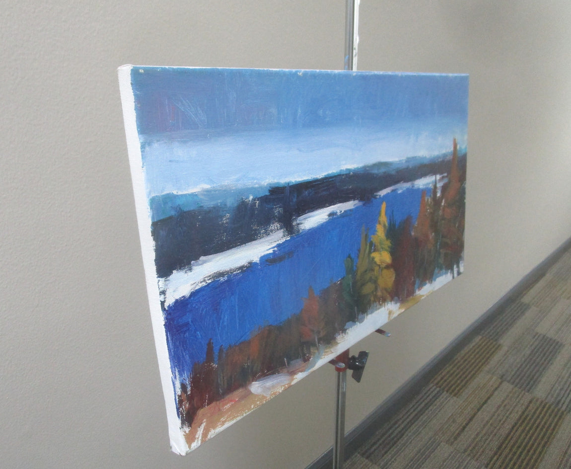 Yellow Tree in Winter by Janet Dyer |  Side View of Artwork 