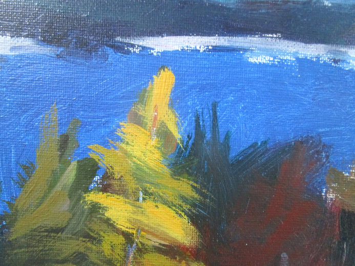 Yellow Tree in Winter by Janet Dyer |   Closeup View of Artwork 