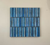 Original art for sale at UGallery.com | Blue Triple Stripes by Janet Hamilton | $950 | oil painting | 20' h x 20' w | thumbnail 3