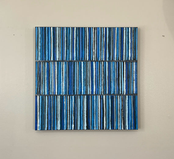 Blue Triple Stripes by Janet Hamilton |  Context View of Artwork 