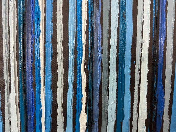 Blue Triple Stripes by Janet Hamilton |   Closeup View of Artwork 
