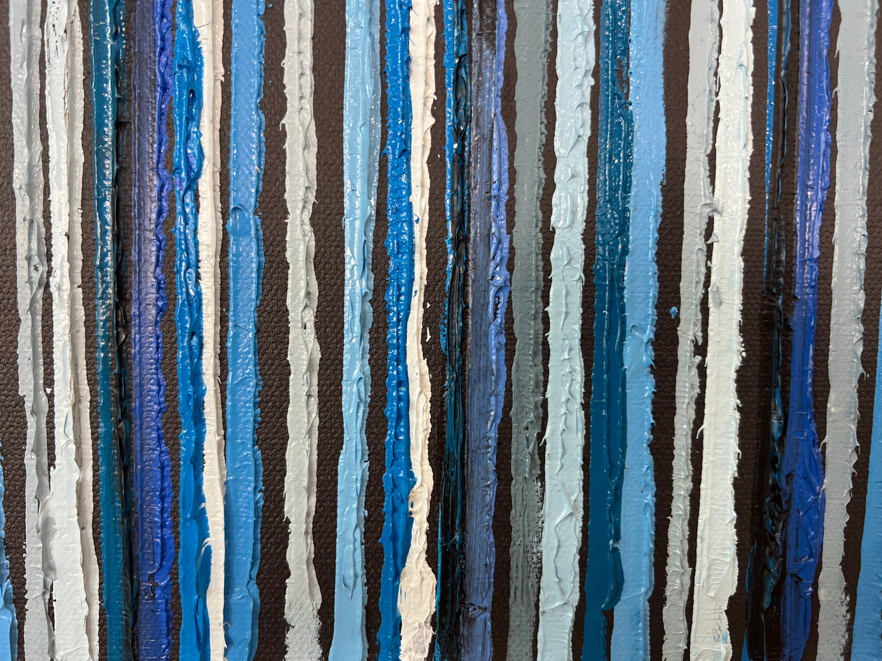 Blue Triple Stripes by Janet Hamilton |  Closeup View of Artwork 