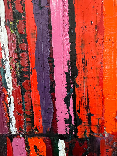 Red/Black Triple Stripes by Janet Hamilton |   Closeup View of Artwork 