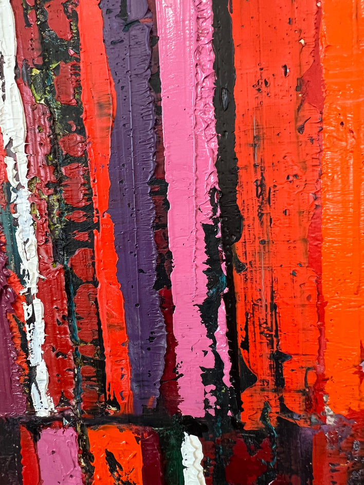 Red/Black Triple Stripes by Janet Hamilton |  Closeup View of Artwork 