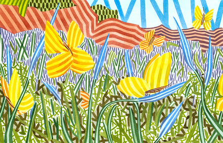 acrylic painting by Javier Ortas titled Butterflies in Spring