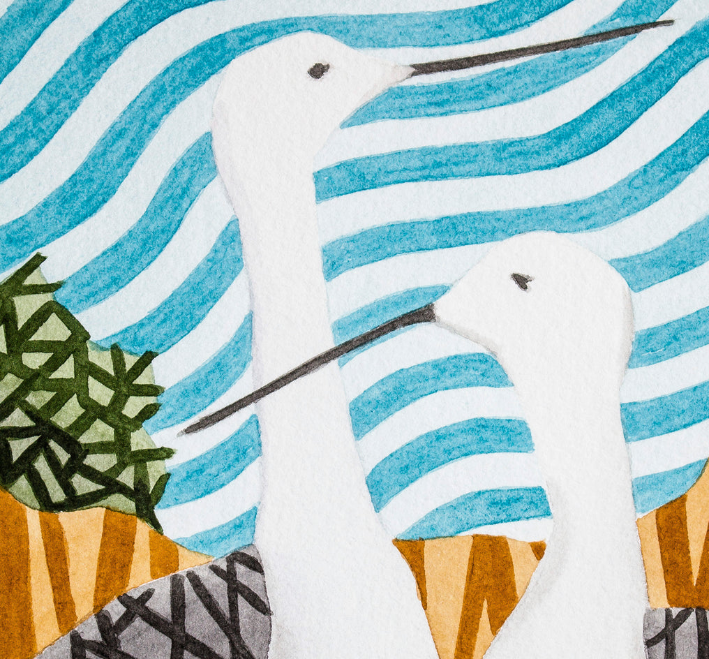 Black-Winged Stilts by Javier Ortas |  Closeup View of Artwork 