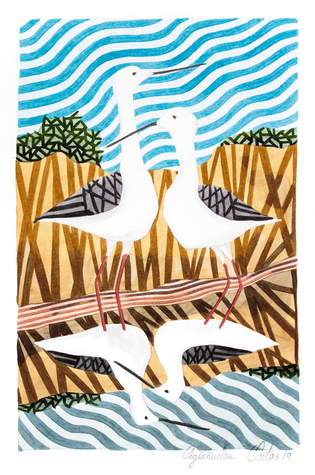 Black-Winged Stilts by Javier Ortas |  Artwork Main Image 