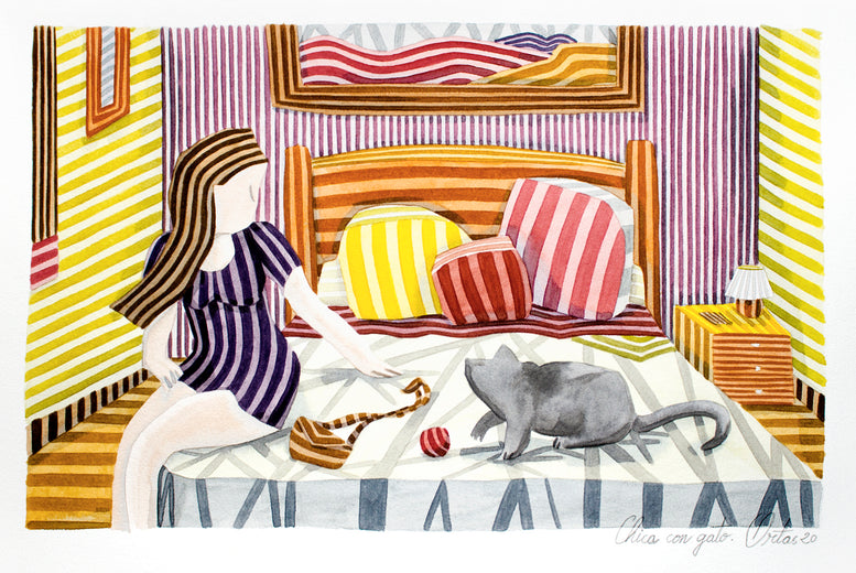 Girl with Cat by Javier Ortas |  Artwork Main Image 