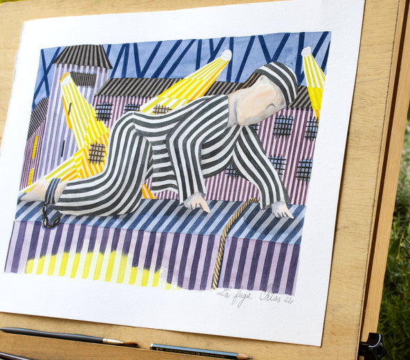 The Escape by Javier Ortas |  Side View of Artwork 