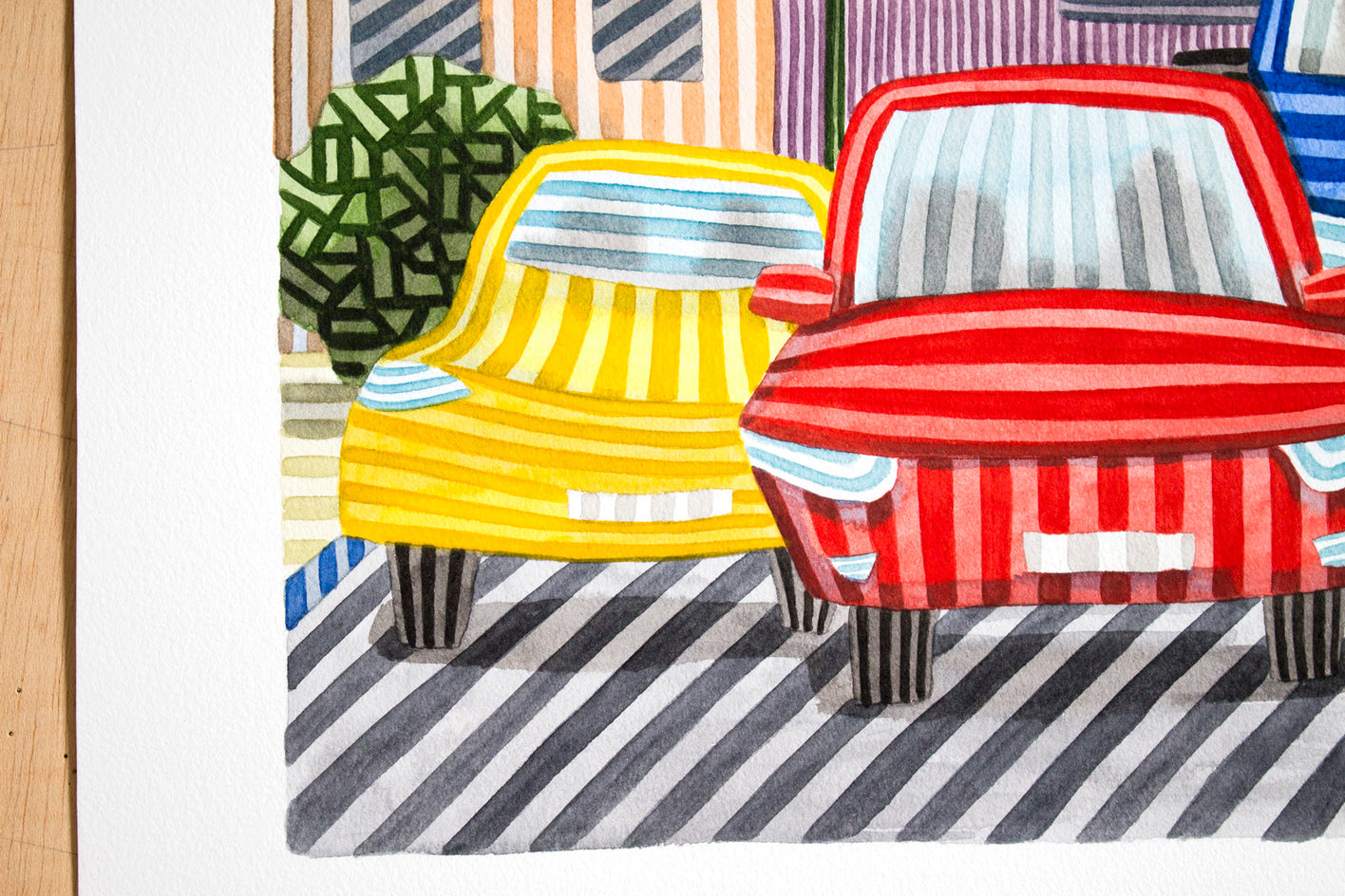 Three Cars by Javier Ortas |  Closeup View of Artwork 