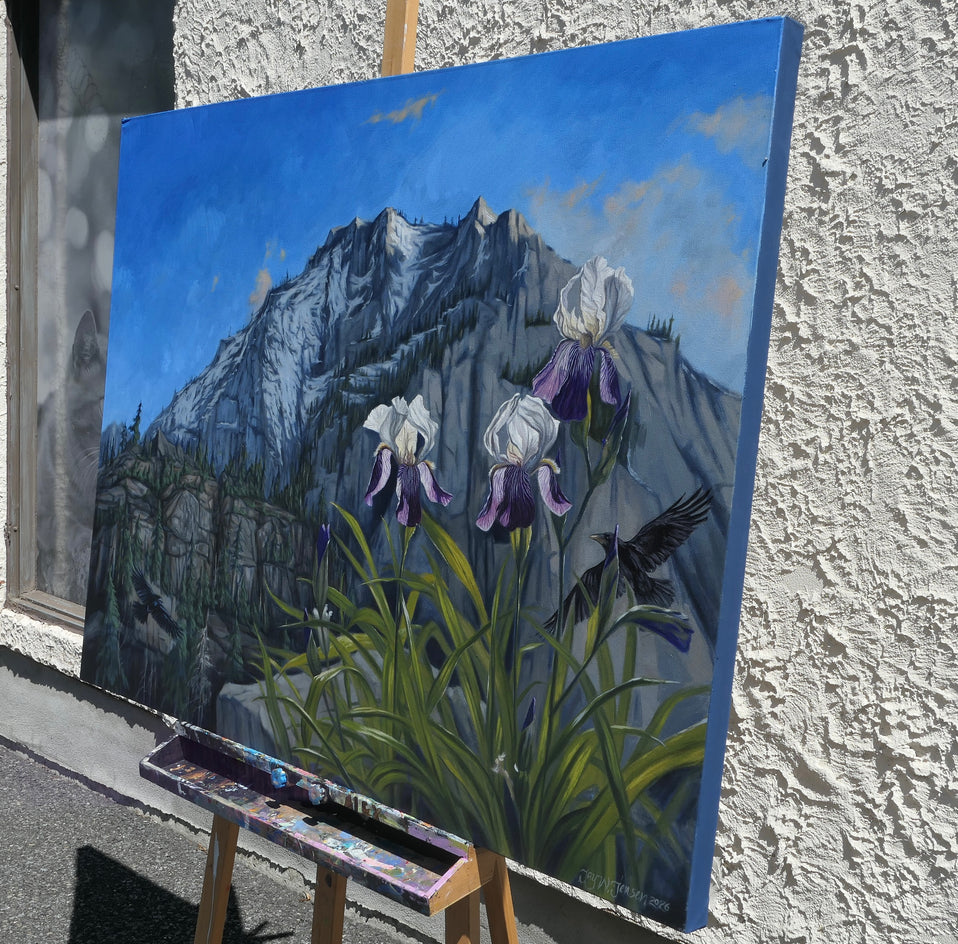 Blue Air Irises by Jay Jensen |  Side View of Artwork 