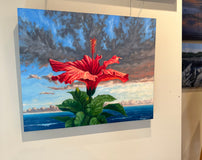 Original art for sale at UGallery.com | Hibiscus Sunset by Jay Jensen | $1,400 | oil painting | 20' h x 24' w | thumbnail 3