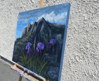 Original art for sale at UGallery.com | Purple Iris Mountain by Jay Jensen | $2,750 | oil painting | 30' h x 36' w | thumbnail 2