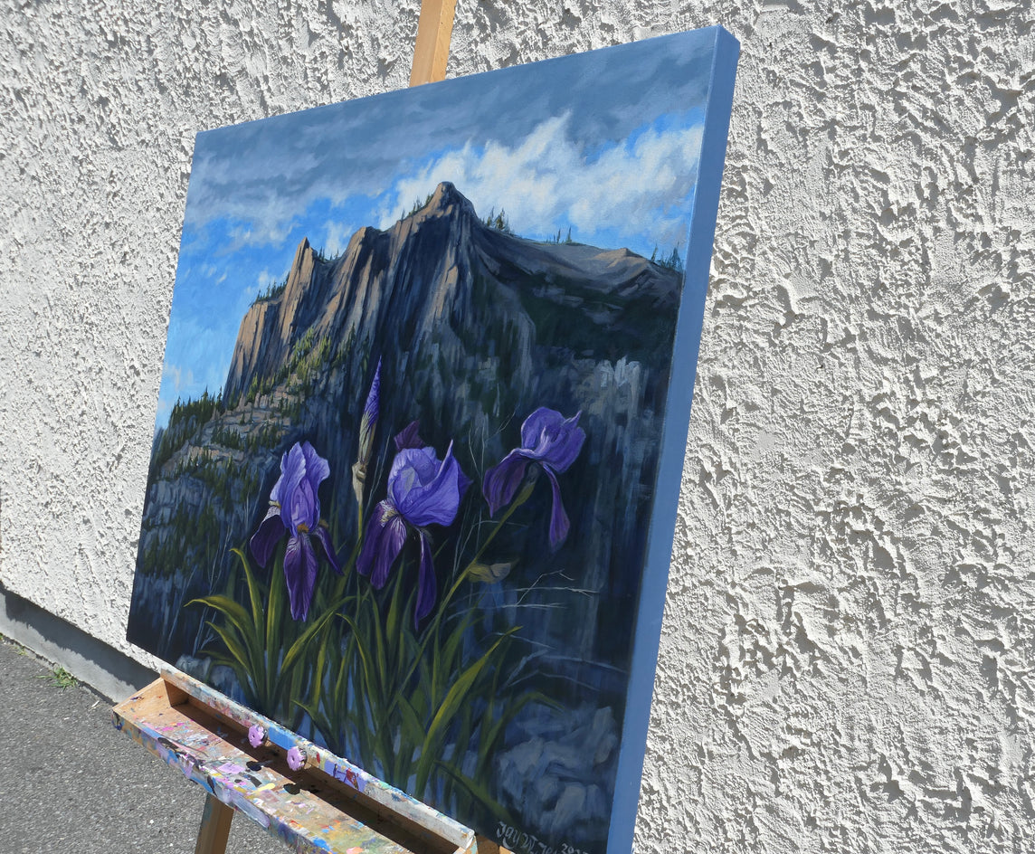 Purple Iris Mountain by Jay Jensen |  Side View of Artwork 