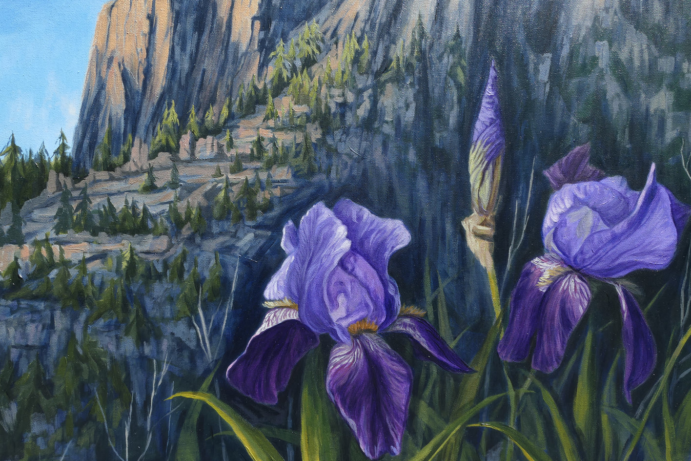 Purple Iris Mountain by Jay Jensen |  Closeup View of Artwork 