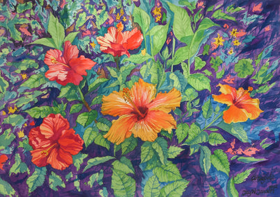 watercolor painting by Jay Jensen titled Flower Power Revisited