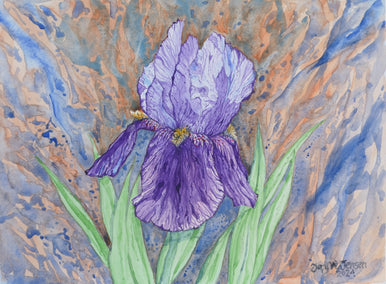 watercolor painting by Jay Jensen titled Purple Iris #2